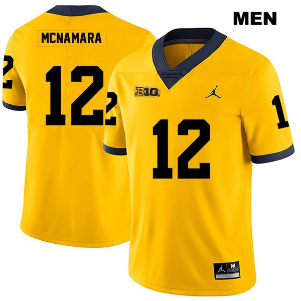 Men's NCAA Michigan Wolverines Cade McNamara #12 Yellow Jordan Brand Authentic Stitched Legend Football College Jersey QT25K80BH
